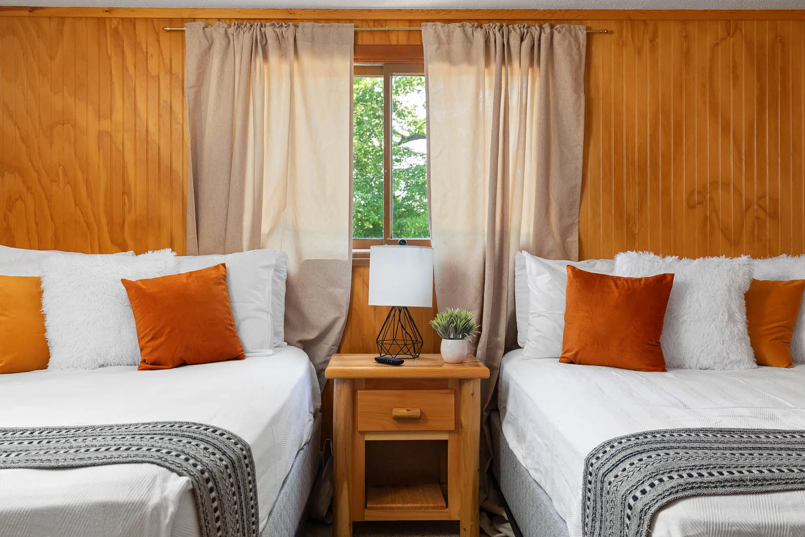 Bedside detail in the two-full bedroom