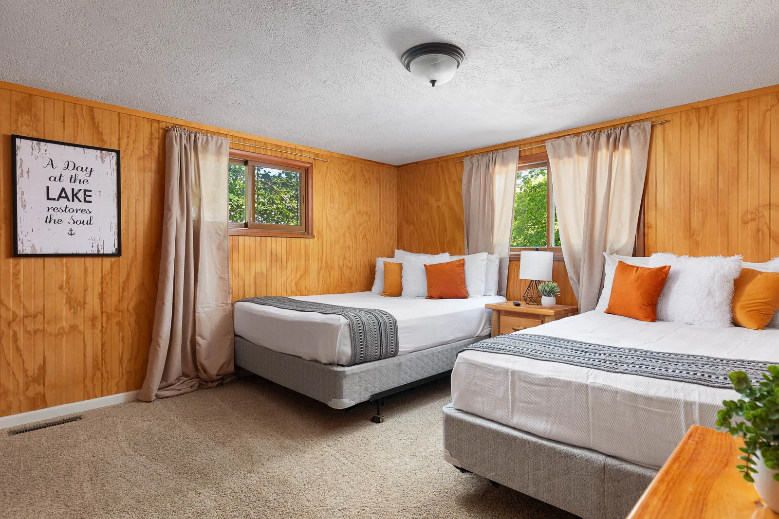Two full beds inside The House