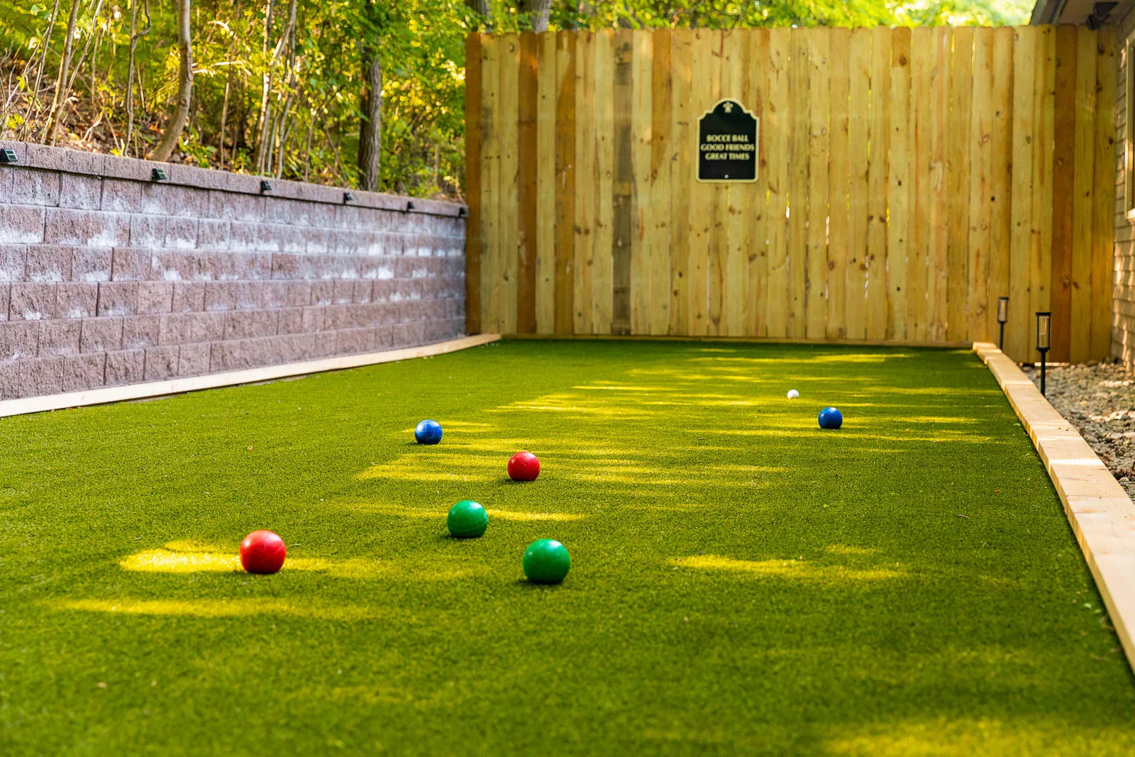 Bocce court beside The Sandbar Lodge