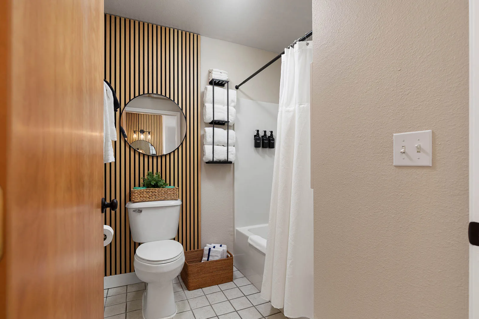 Private King Lodge Suite bathroom with tub and shower