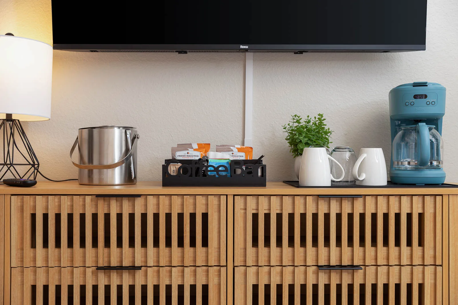 King Lodge Suite coffee station and guest essentials
