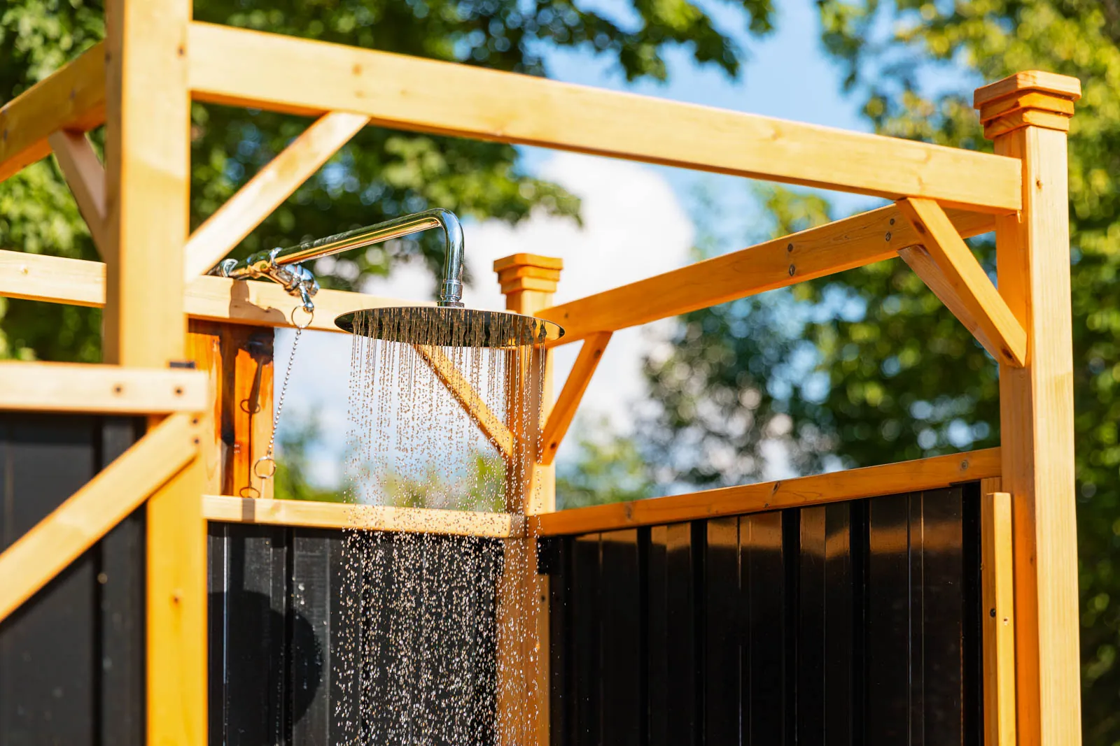 Close-up of outdoor shower fixture