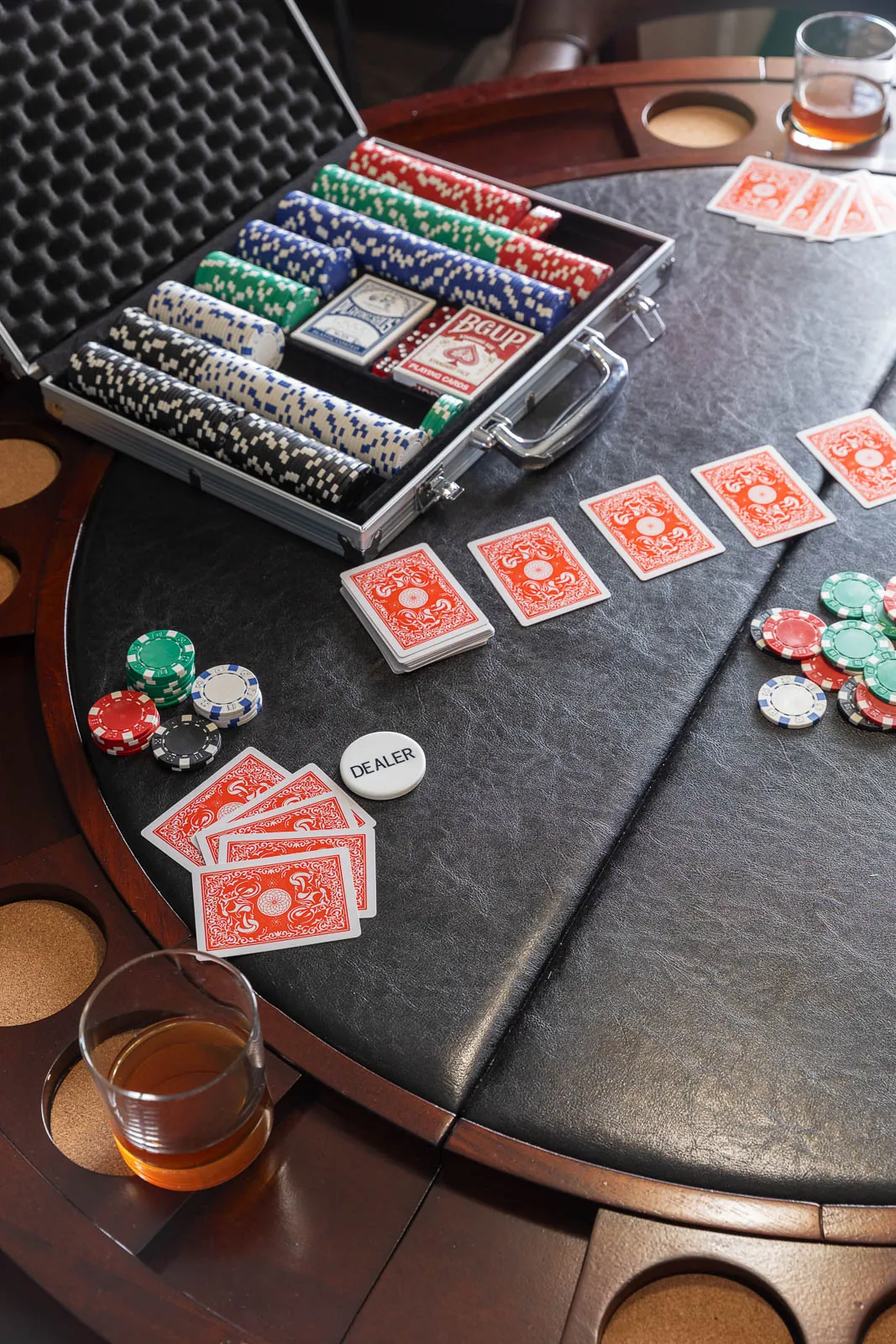Poker chips and cards on a table