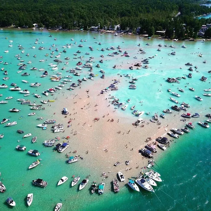 The famous Torch Lake sandbar